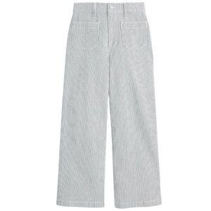 Point Sur Striped Patch Pocket Wide Leg High Waist Cropped Pants